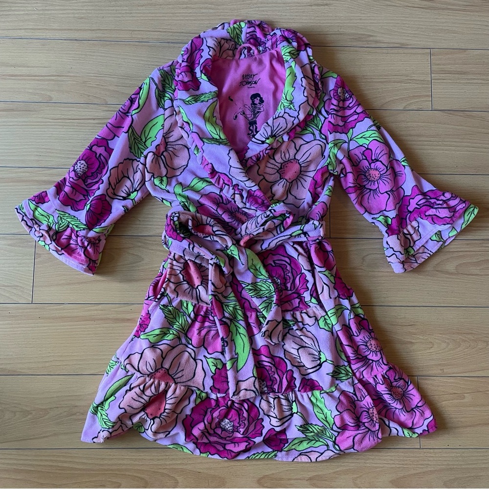 Betsey Johnson Pink and Green Floral Robe